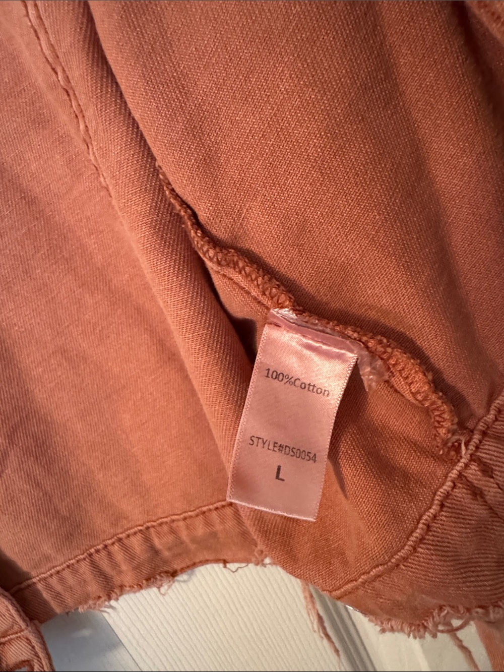 Rust-Pink Distressed Cropped Denim Jacket - Picture 3 of 3